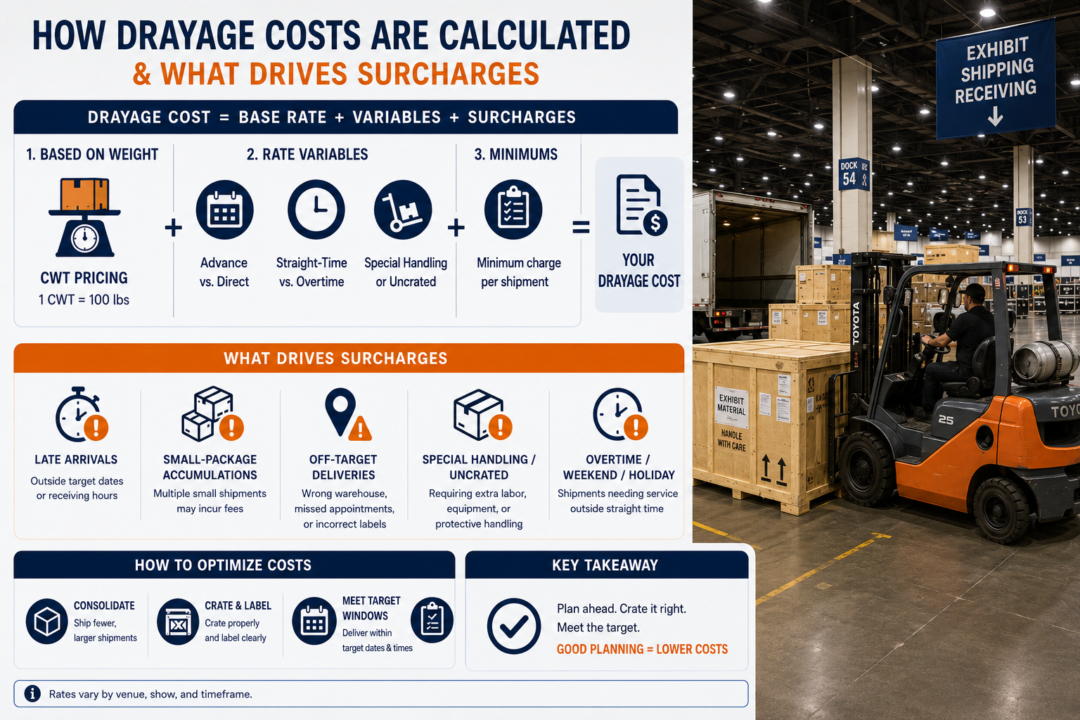 drayage cost factors cwt special handling overtime surcharges